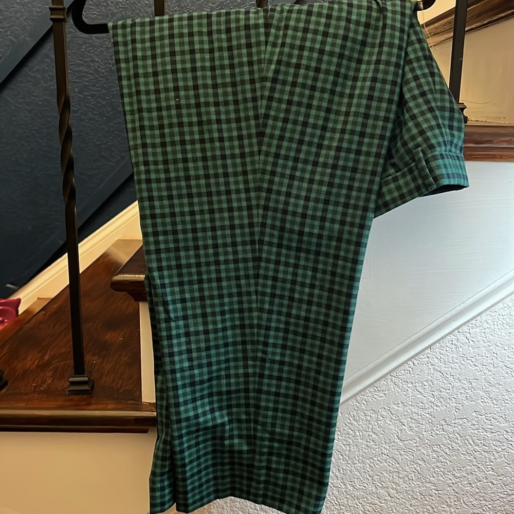 Green checkered dress pants